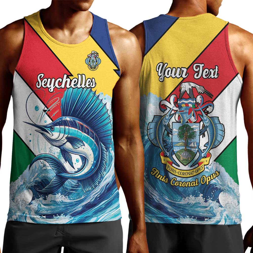 Personalised Afro Seychelles Men Tank Top Sailfish With Coat Of Arms LT15