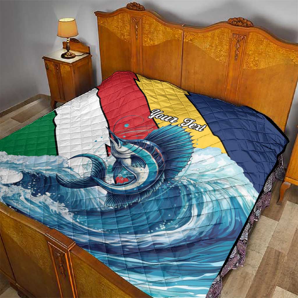 Personalised Afro Seychelles Quilt Sailfish With Coat Of Arms LT15