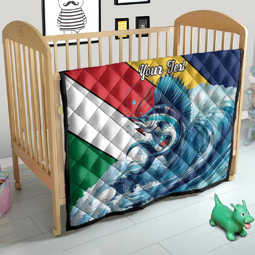 Personalised Afro Seychelles Quilt Sailfish With Coat Of Arms LT15