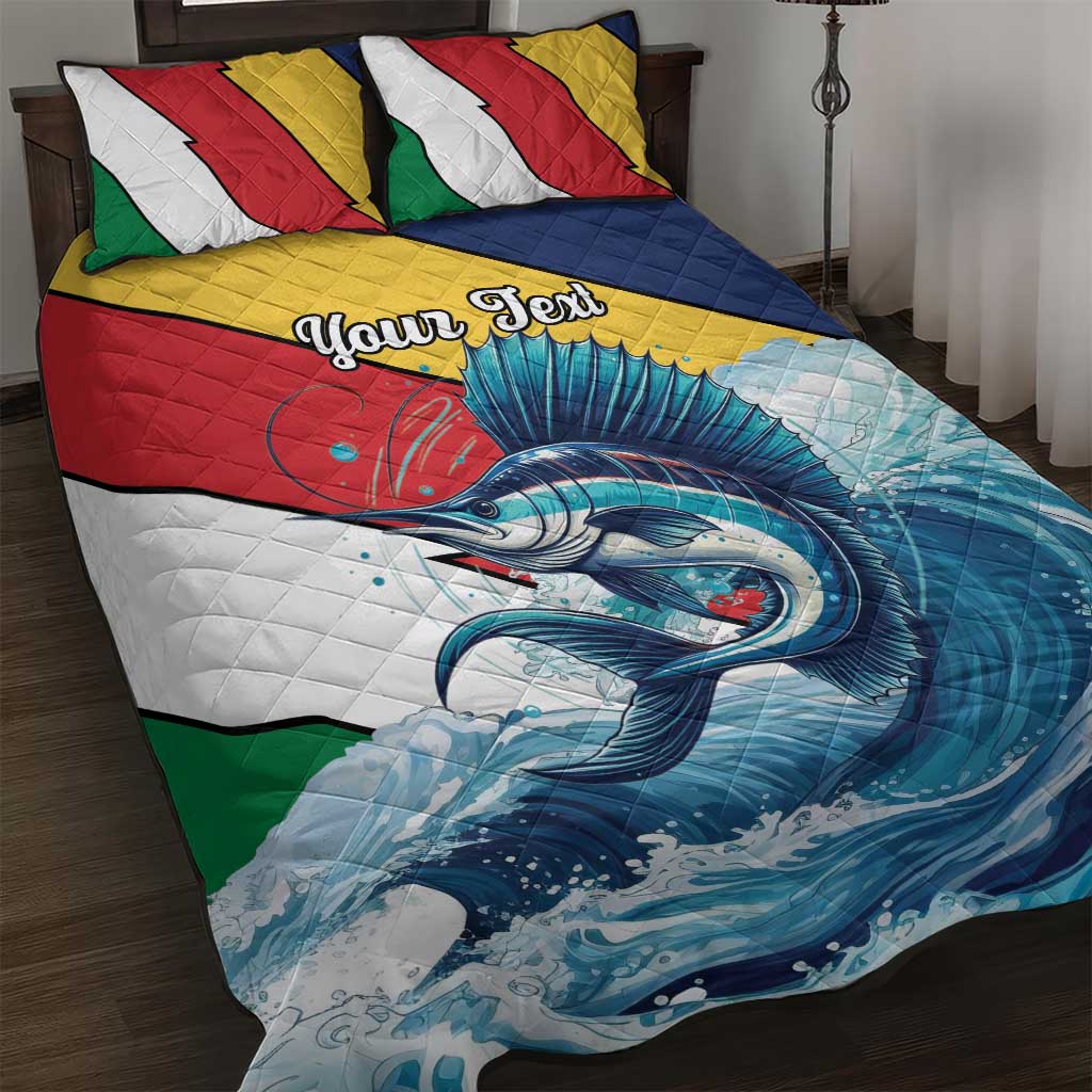 Personalised Afro Seychelles Quilt Bed Set Sailfish With Coat Of Arms LT15