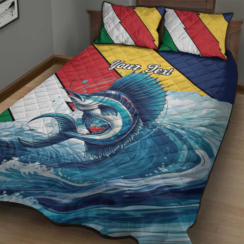 Personalised Afro Seychelles Quilt Bed Set Sailfish With Coat Of Arms LT15