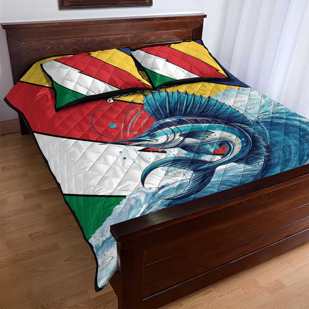 Personalised Afro Seychelles Quilt Bed Set Sailfish With Coat Of Arms LT15