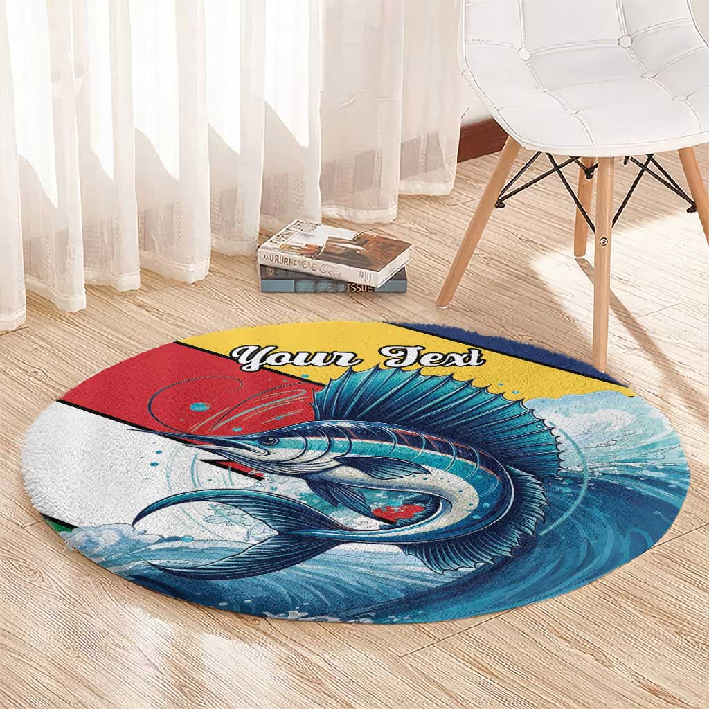Personalised Afro Seychelles Round Carpet Sailfish With Coat Of Arms LT15