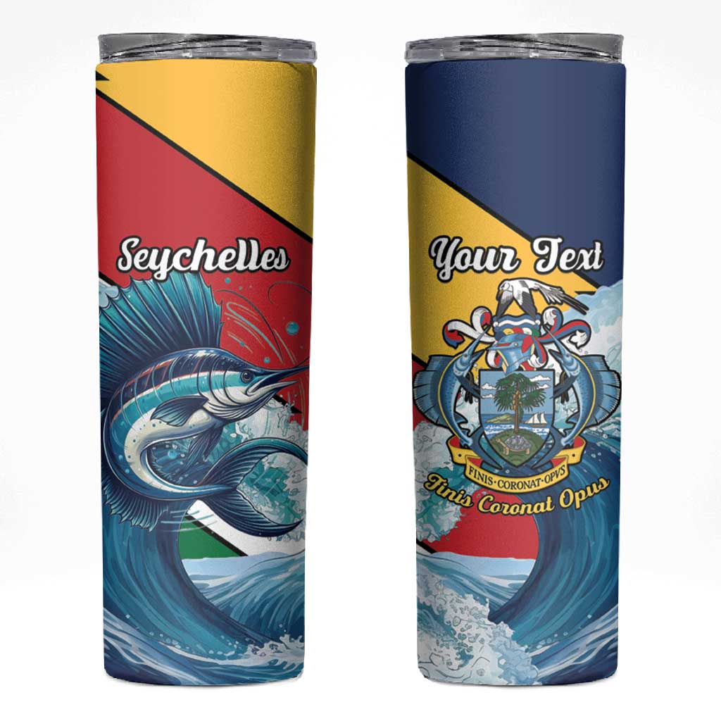 Personalised Afro Seychelles Skinny Tumbler Sailfish With Coat Of Arms LT15