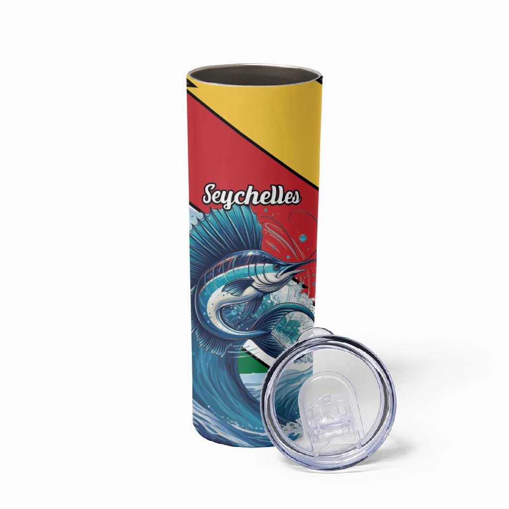 Personalised Afro Seychelles Skinny Tumbler Sailfish With Coat Of Arms LT15