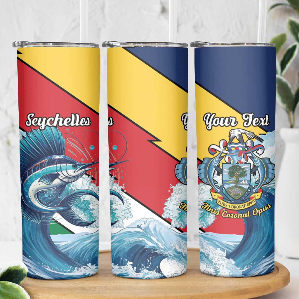 Personalised Afro Seychelles Skinny Tumbler Sailfish With Coat Of Arms LT15