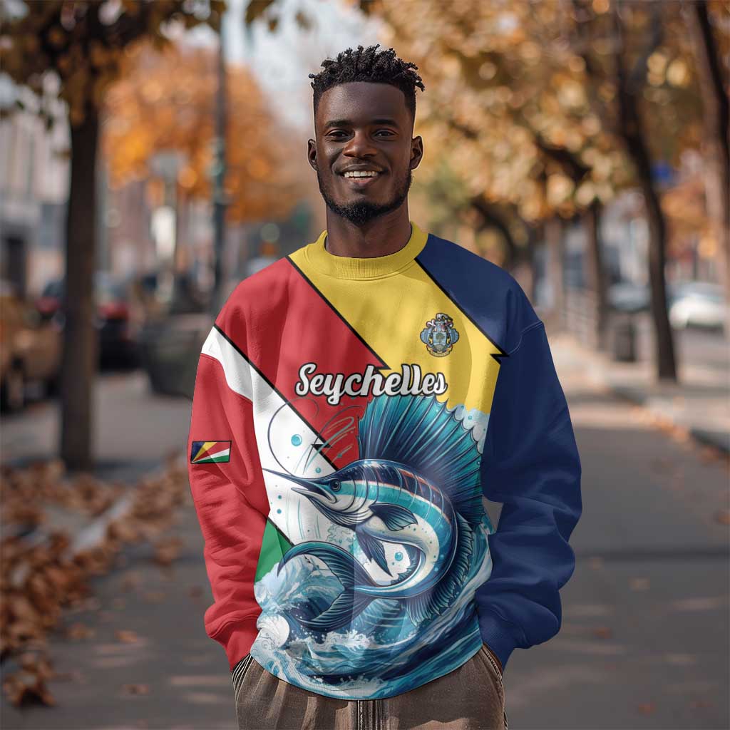 Personalised Afro Seychelles Sweatshirt Sailfish With Coat Of Arms LT15