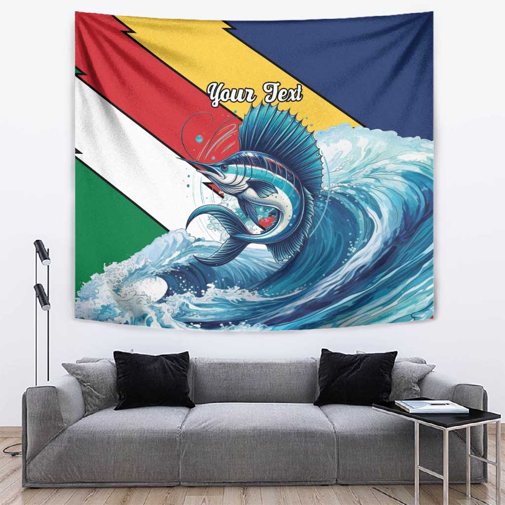 Personalised Afro Seychelles Tapestry Sailfish With Coat Of Arms LT15