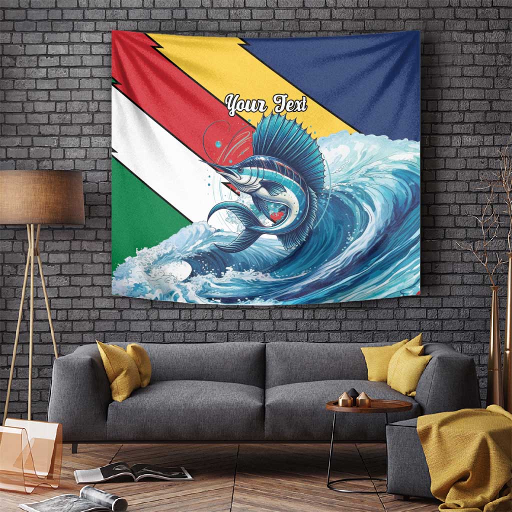 Personalised Afro Seychelles Tapestry Sailfish With Coat Of Arms LT15