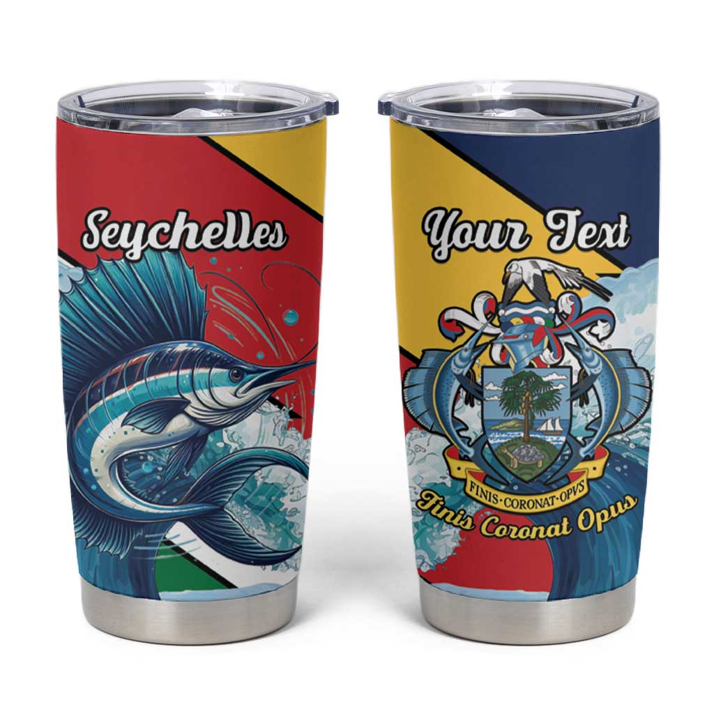 Personalised Afro Seychelles Tumbler Cup Sailfish With Coat Of Arms LT15