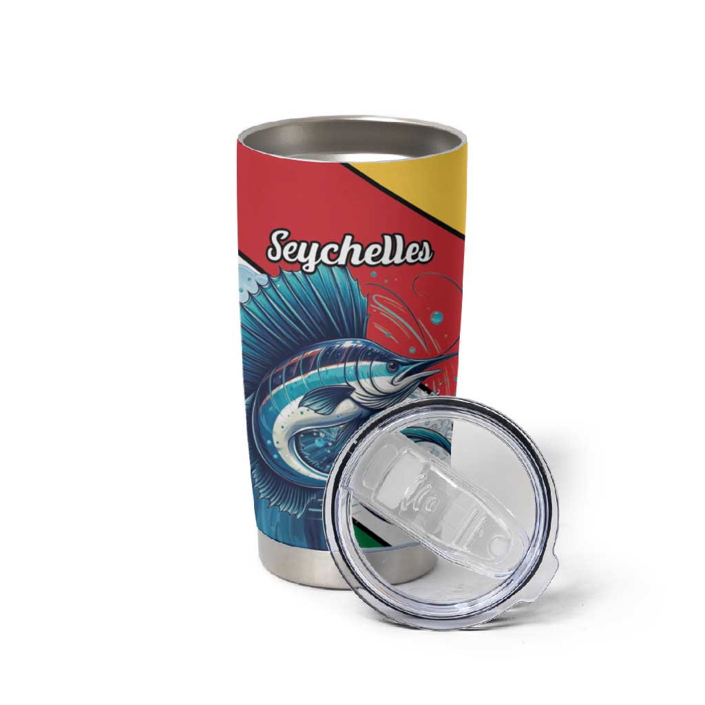 Personalised Afro Seychelles Tumbler Cup Sailfish With Coat Of Arms LT15
