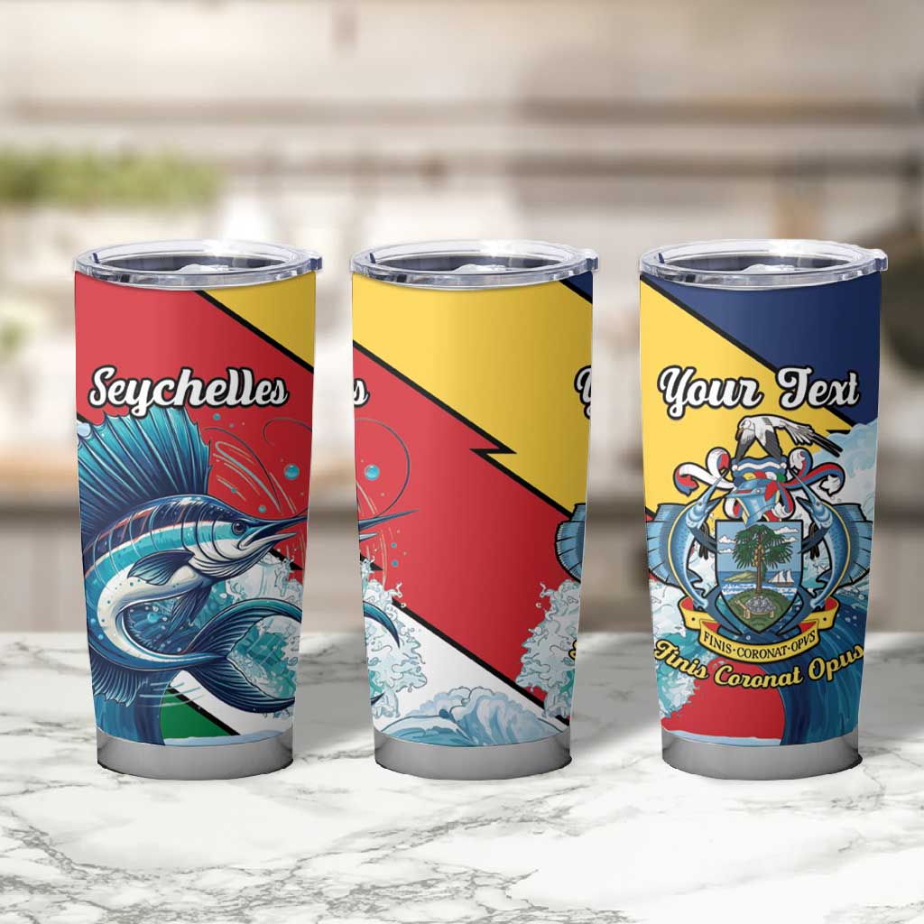 Personalised Afro Seychelles Tumbler Cup Sailfish With Coat Of Arms LT15