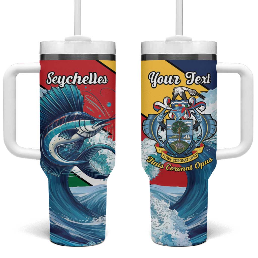 Personalised Afro Seychelles Tumbler With Handle Sailfish With Coat Of Arms LT15