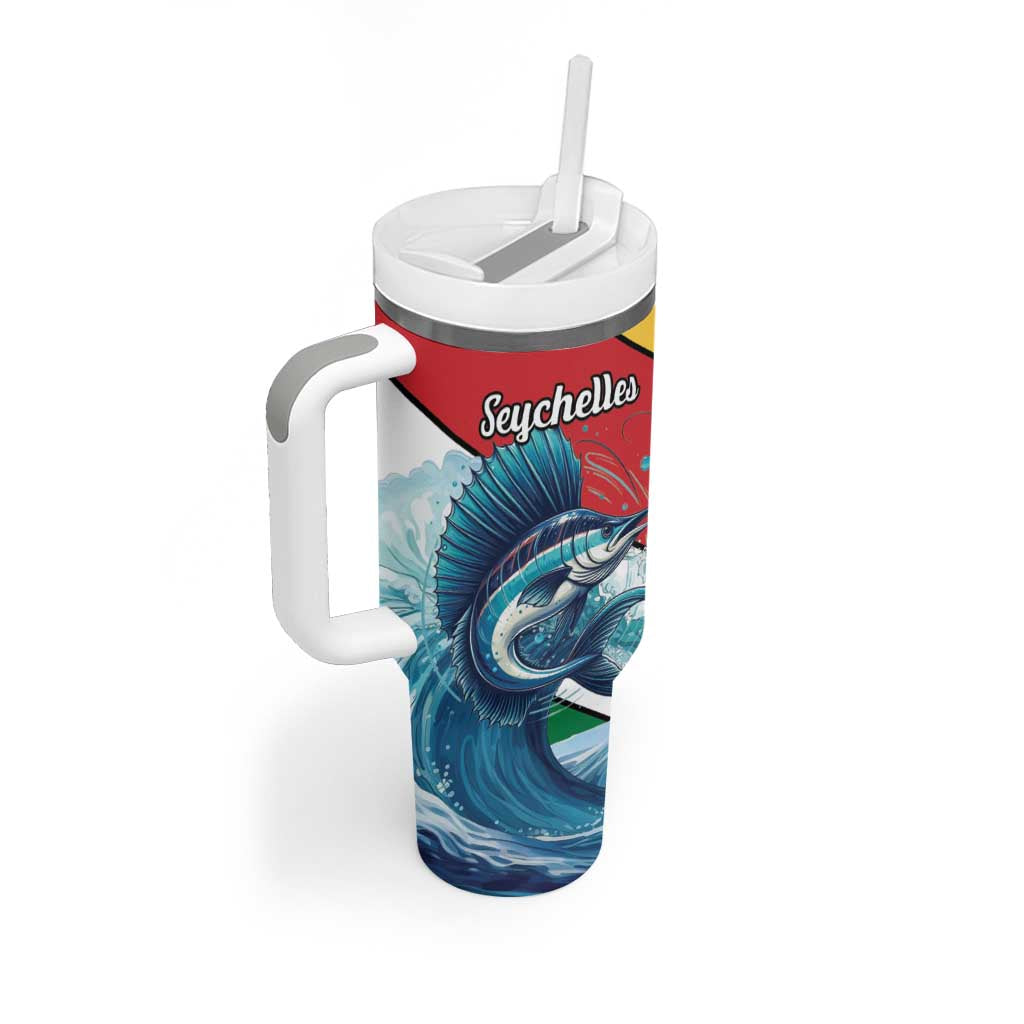 Personalised Afro Seychelles Tumbler With Handle Sailfish With Coat Of Arms LT15