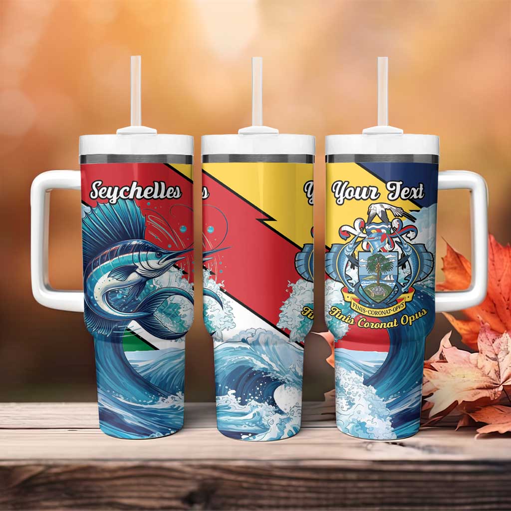Personalised Afro Seychelles Tumbler With Handle Sailfish With Coat Of Arms LT15