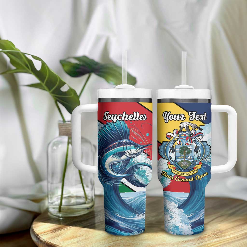 Personalised Afro Seychelles Tumbler With Handle Sailfish With Coat Of Arms LT15
