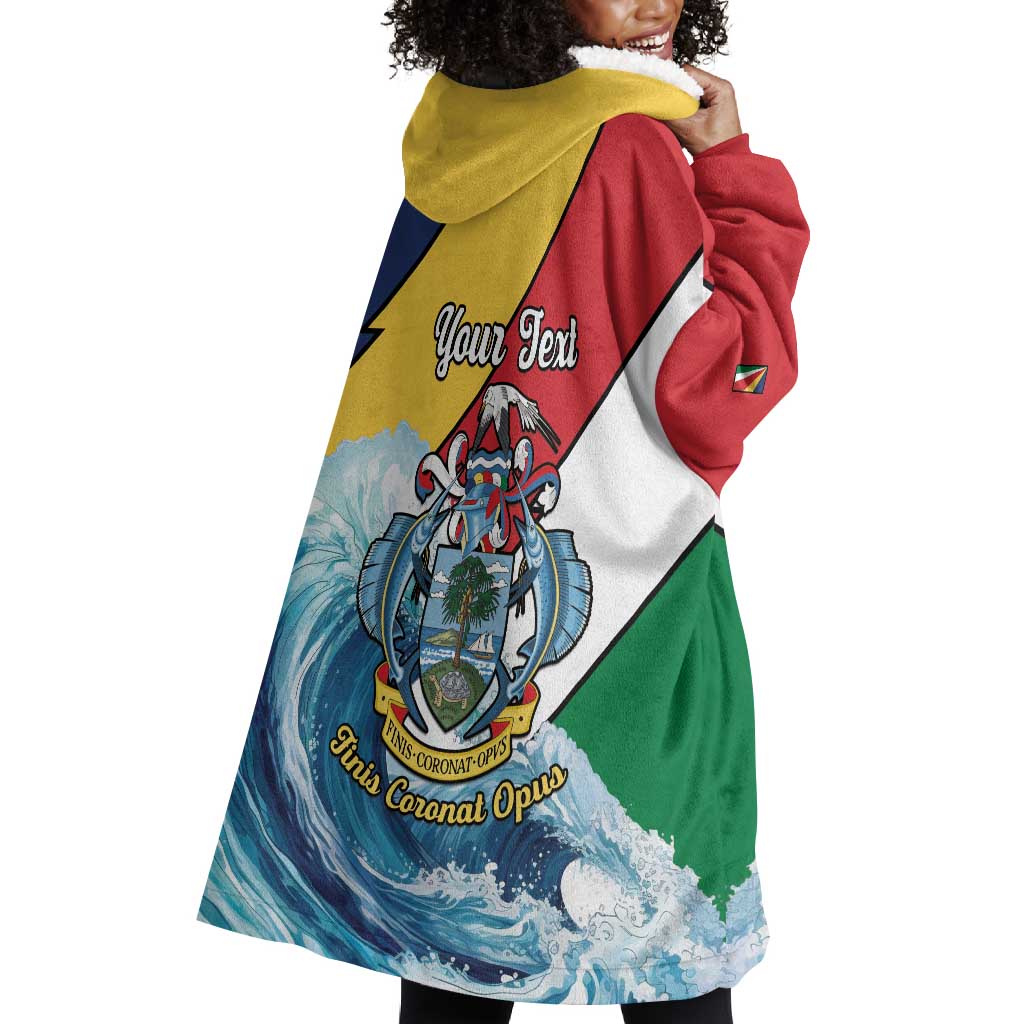 Personalised Afro Seychelles Wearable Blanket Hoodie Sailfish With Coat Of Arms LT15