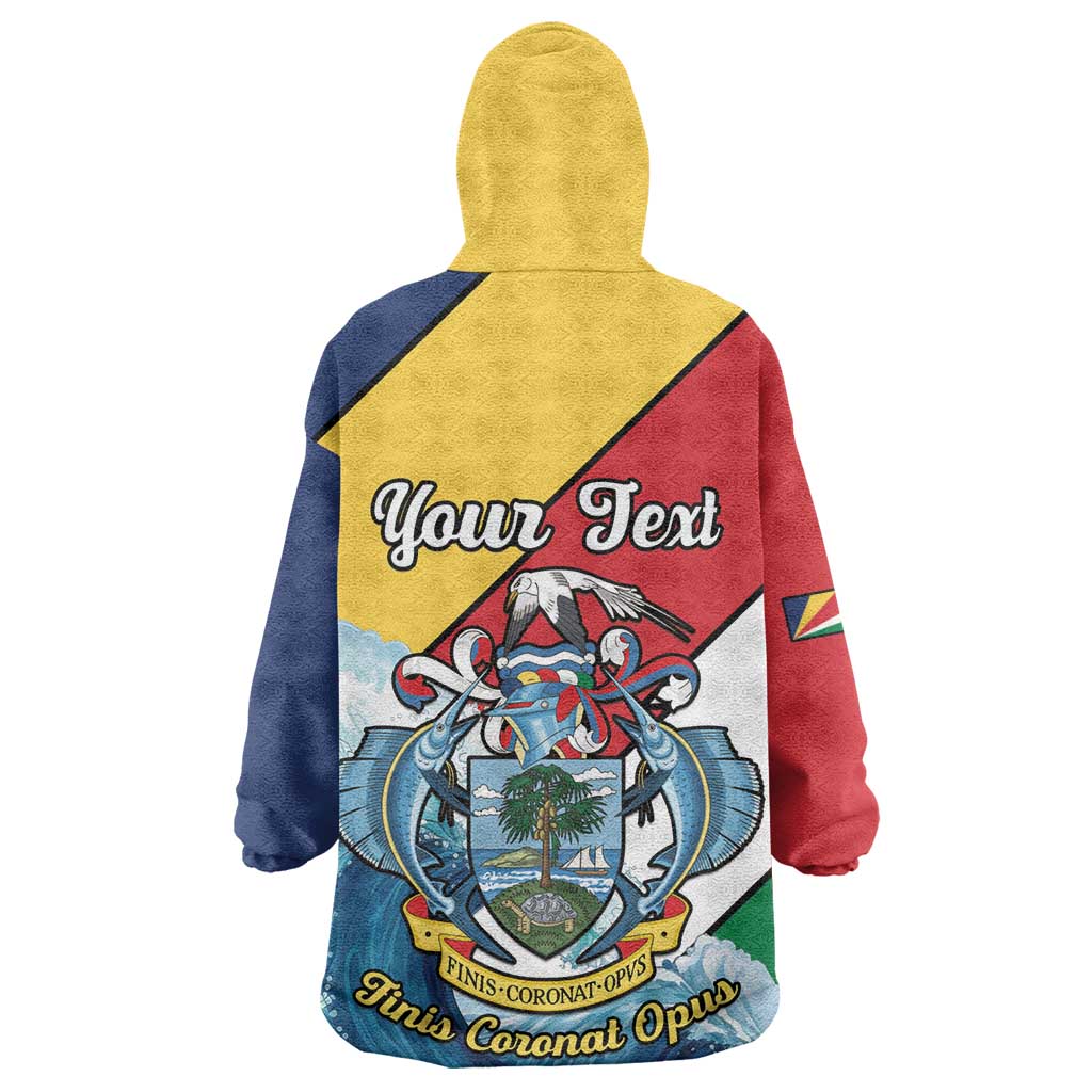 Personalised Afro Seychelles Wearable Blanket Hoodie Sailfish With Coat Of Arms LT15