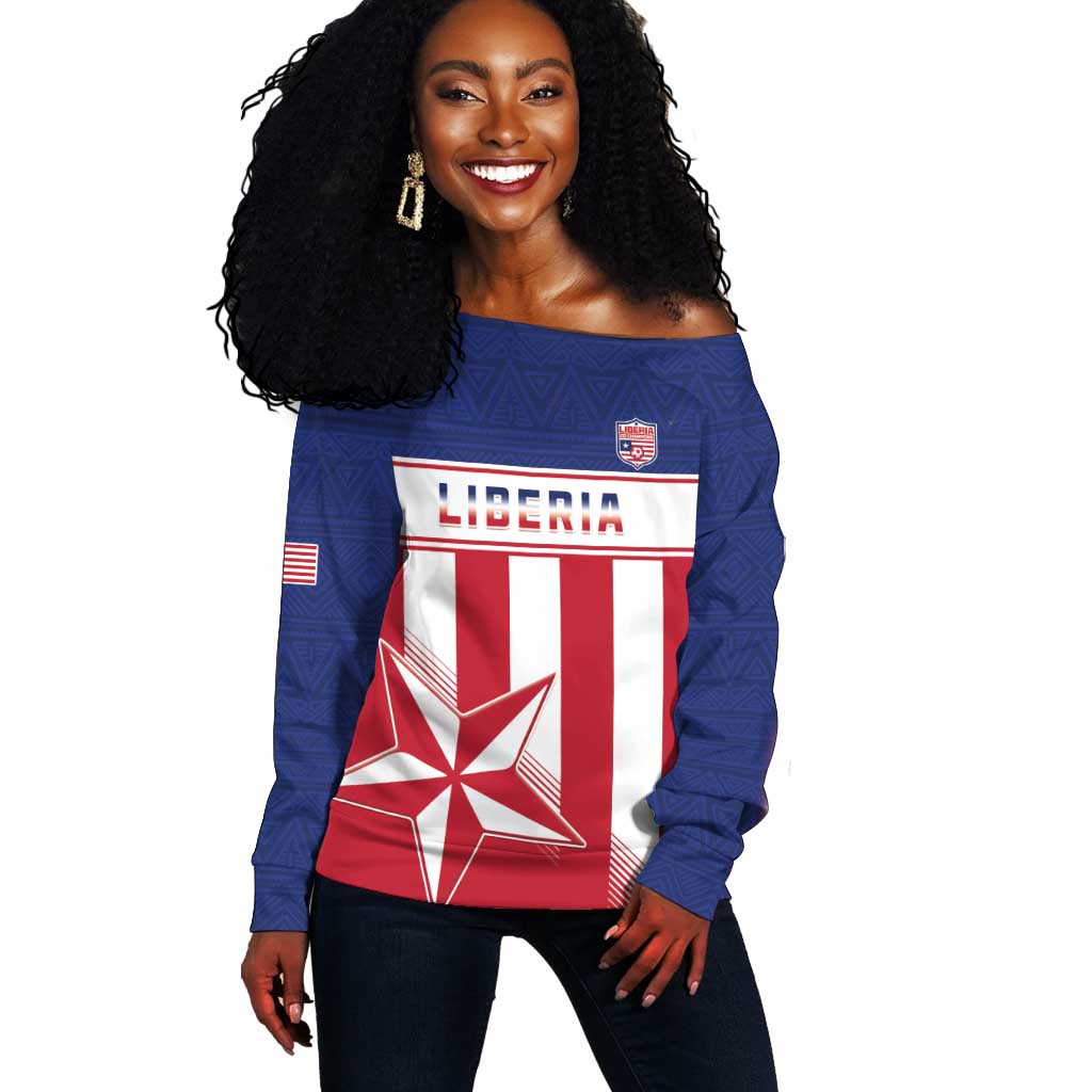 Custom Liberia Football Off Shoulder Sweater Sporty Style LT15