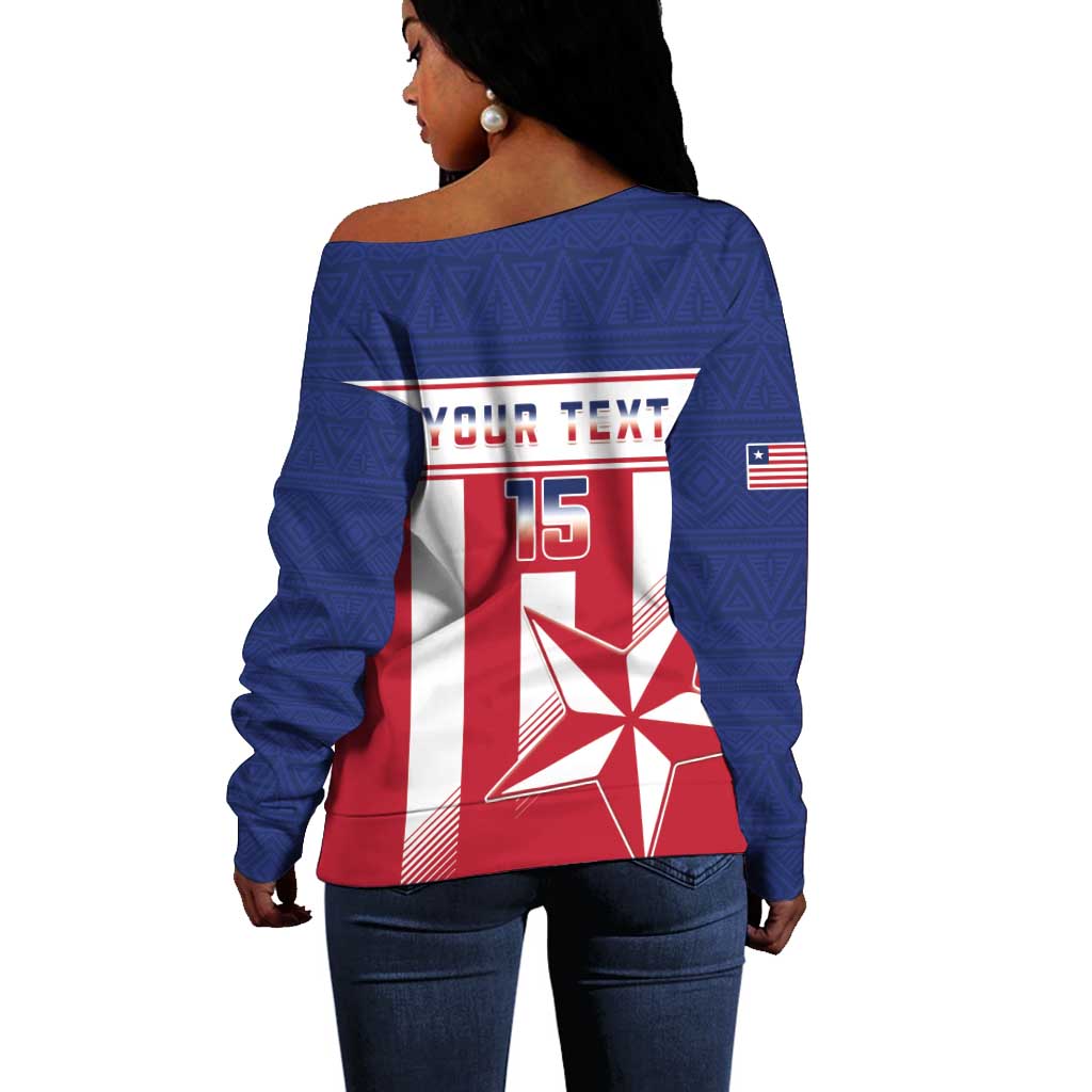 Custom Liberia Football Off Shoulder Sweater Sporty Style LT15