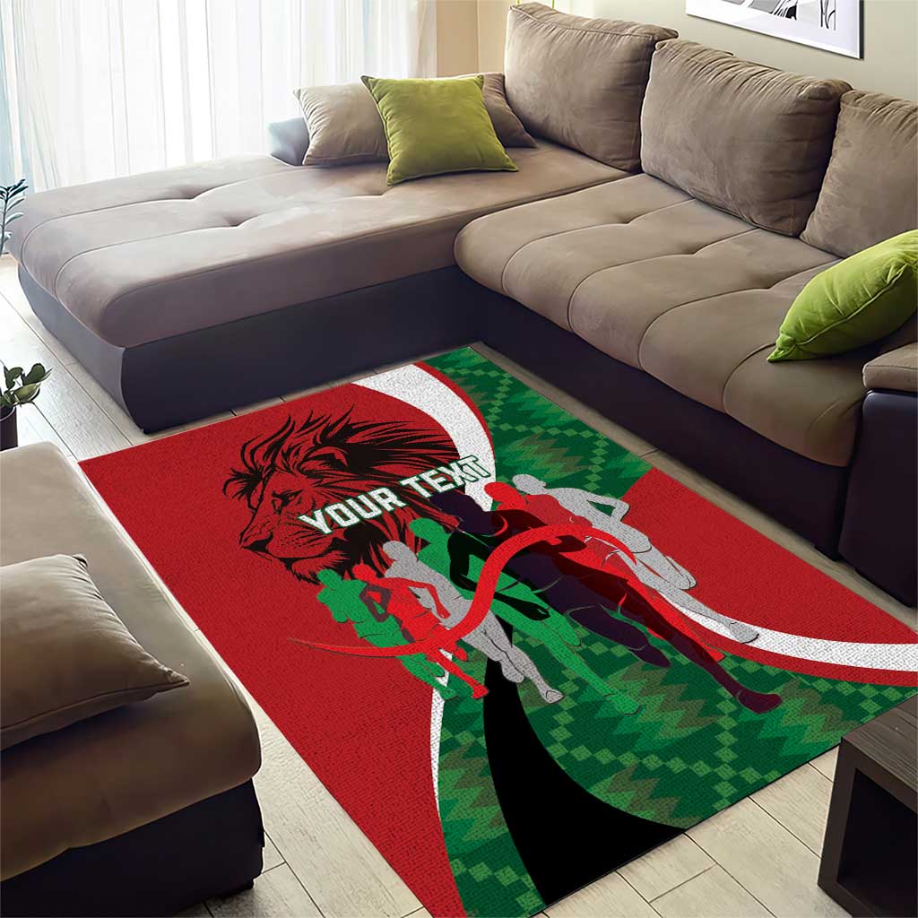 Personalised Athletics Kenya Area Rug Kente Pattern LT15