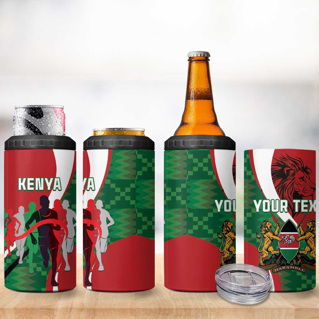 Personalised Athletics Kenya 4 in 1 Can Cooler Tumbler Kente Pattern LT15