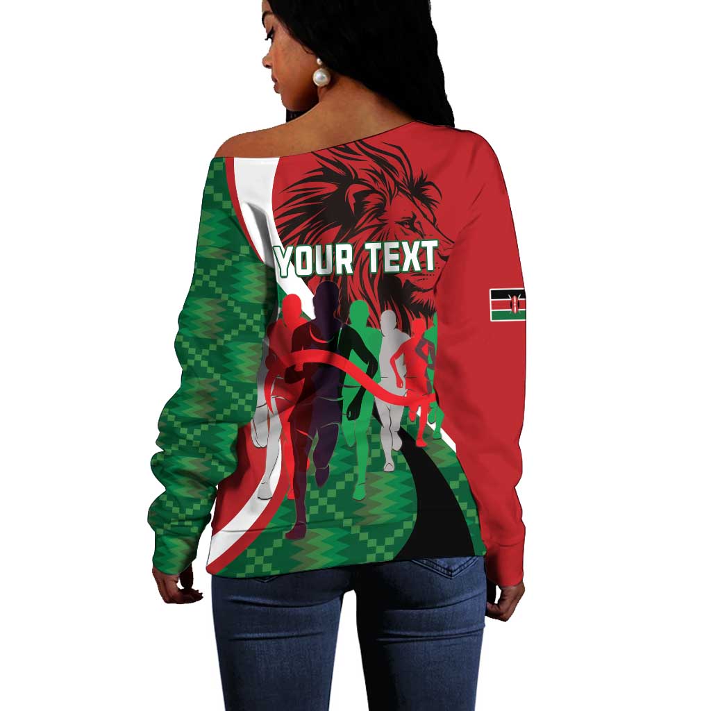 Personalised Athletics Kenya Off Shoulder Sweater Kente Pattern LT15