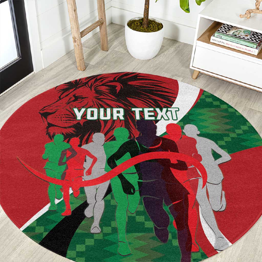 Personalised Athletics Kenya Round Carpet Kente Pattern LT15