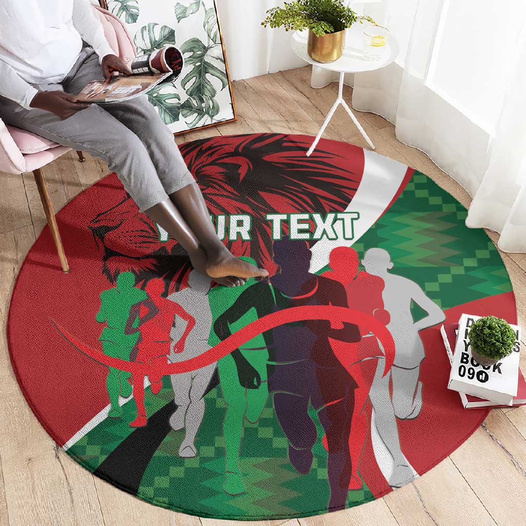 Personalised Athletics Kenya Round Carpet Kente Pattern LT15