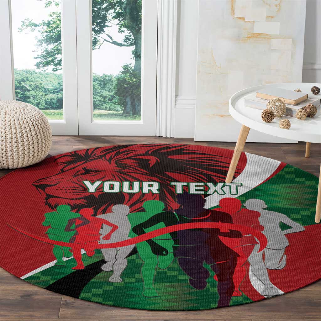 Personalised Athletics Kenya Round Carpet Kente Pattern LT15