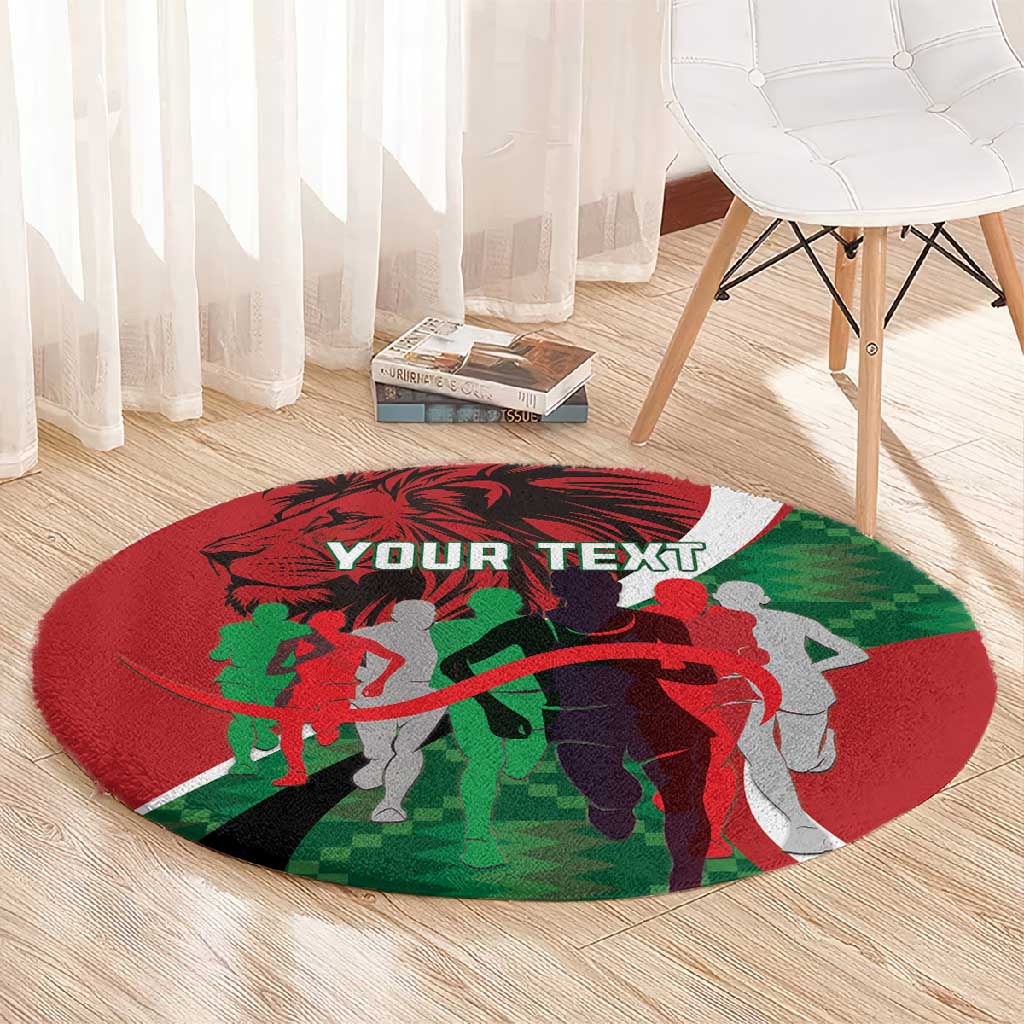 Personalised Athletics Kenya Round Carpet Kente Pattern LT15