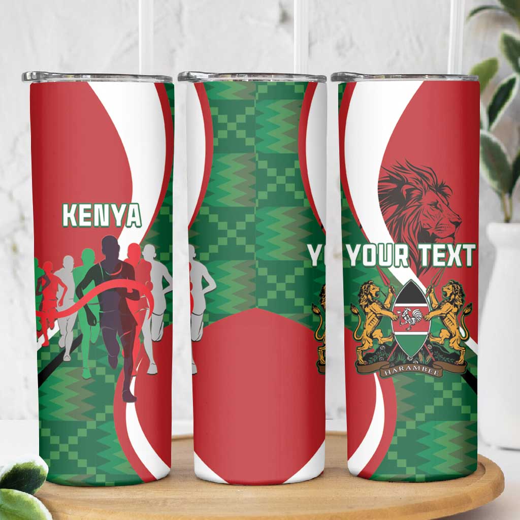 Personalised Athletics Kenya Skinny Tumbler Kente Pattern LT15