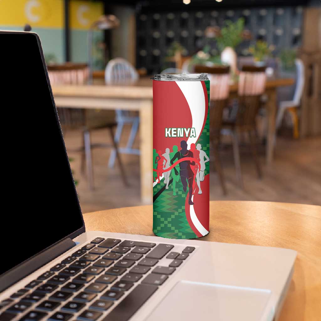 Personalised Athletics Kenya Skinny Tumbler Kente Pattern LT15