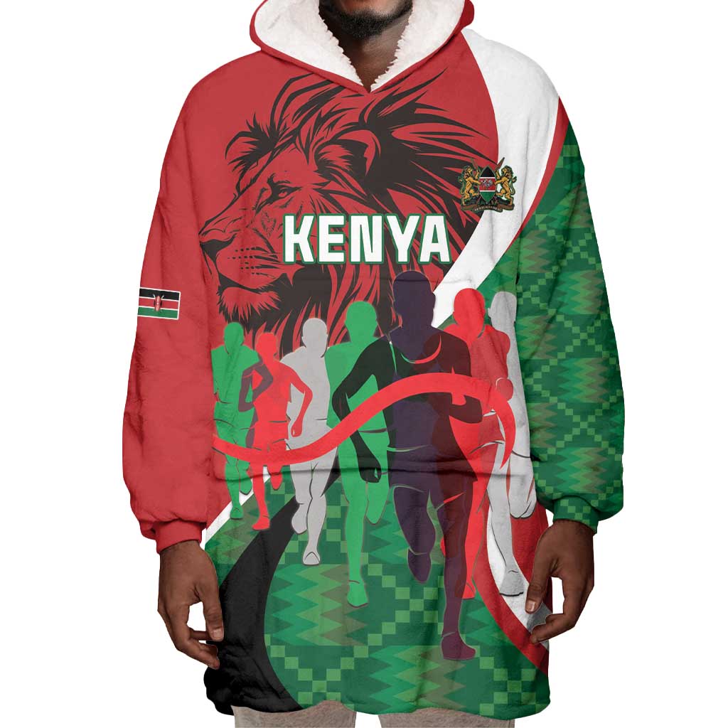 Personalised Athletics Kenya Wearable Blanket Hoodie Kente Pattern LT15