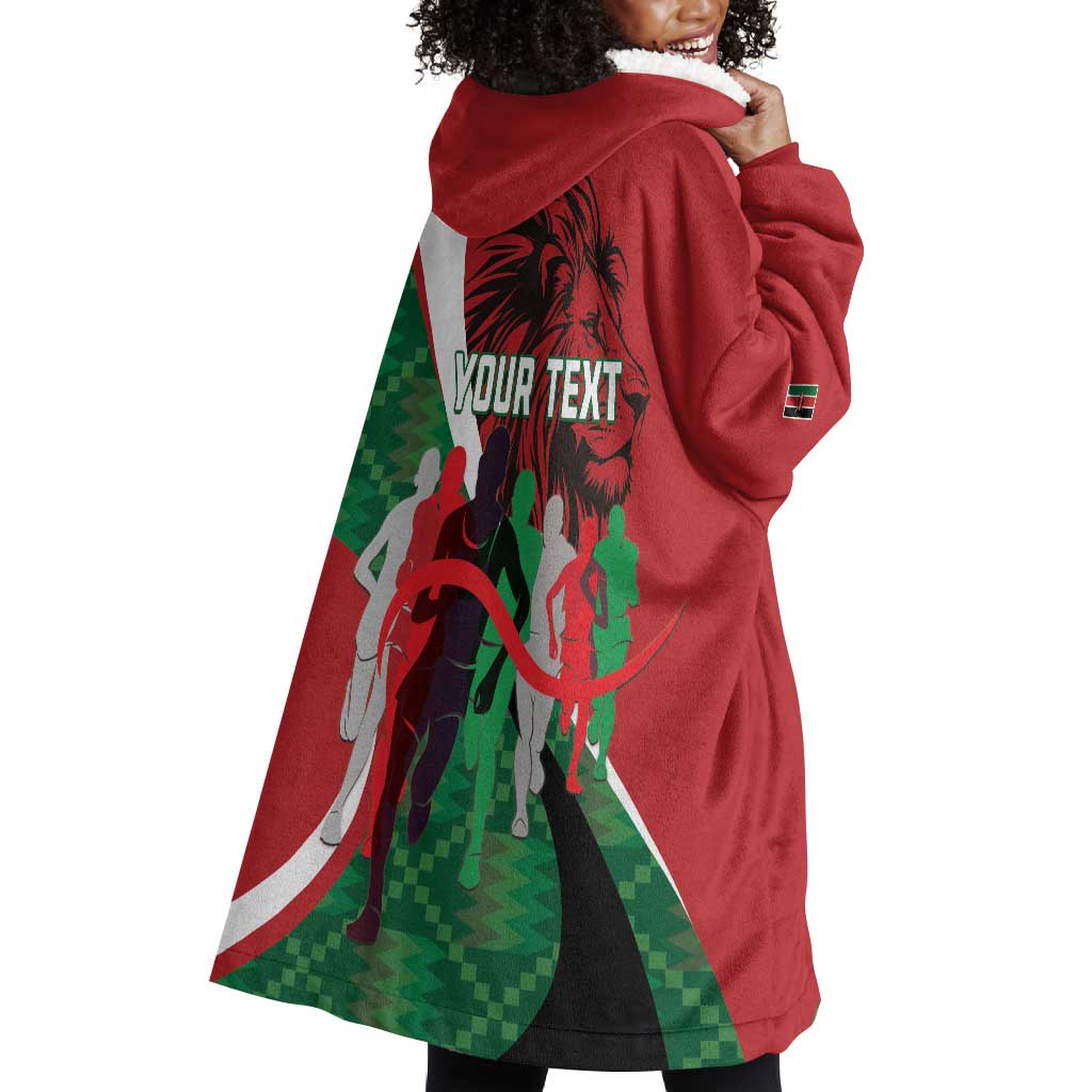 Personalised Athletics Kenya Wearable Blanket Hoodie Kente Pattern LT15