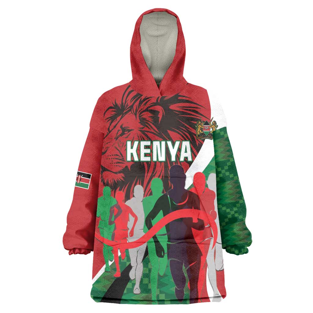 Personalised Athletics Kenya Wearable Blanket Hoodie Kente Pattern LT15