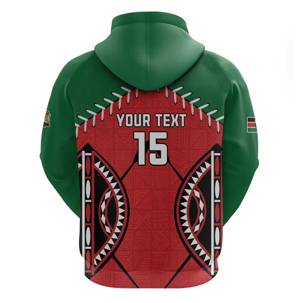 Custom Kenya Rugby Hoodie Lion Mascot African Pattern LT15