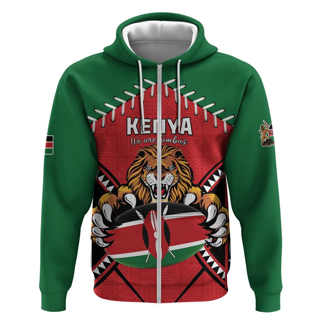 Custom Kenya Rugby Hoodie Lion Mascot African Pattern LT15