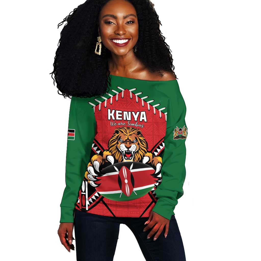 Custom Kenya Rugby Off Shoulder Sweater We Are Simbas LT15