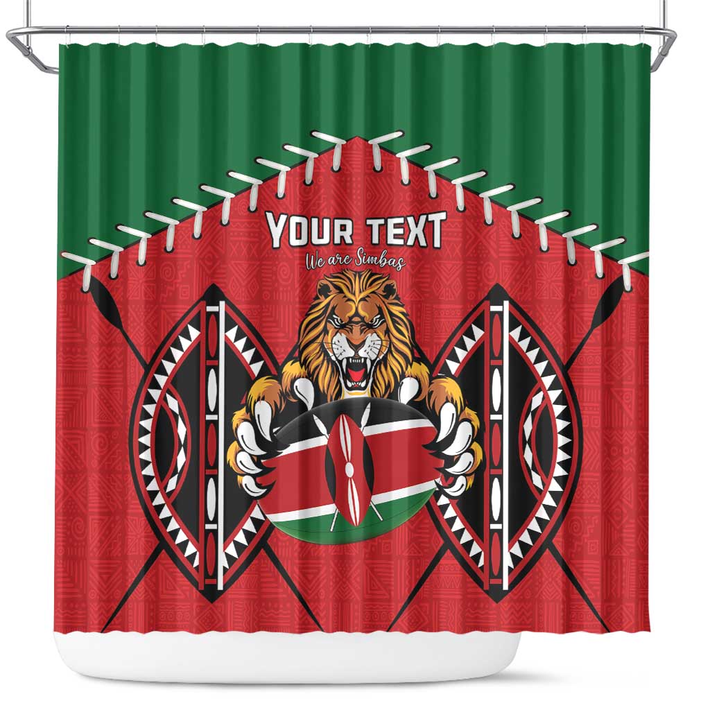Custom Kenya Rugby Shower Curtain Lion Mascot African Pattern LT15