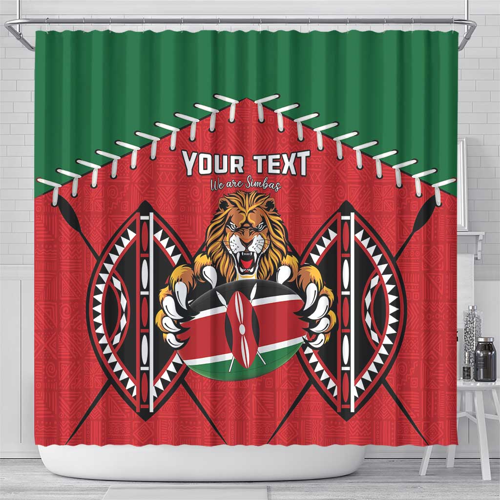Custom Kenya Rugby Shower Curtain Lion Mascot African Pattern LT15