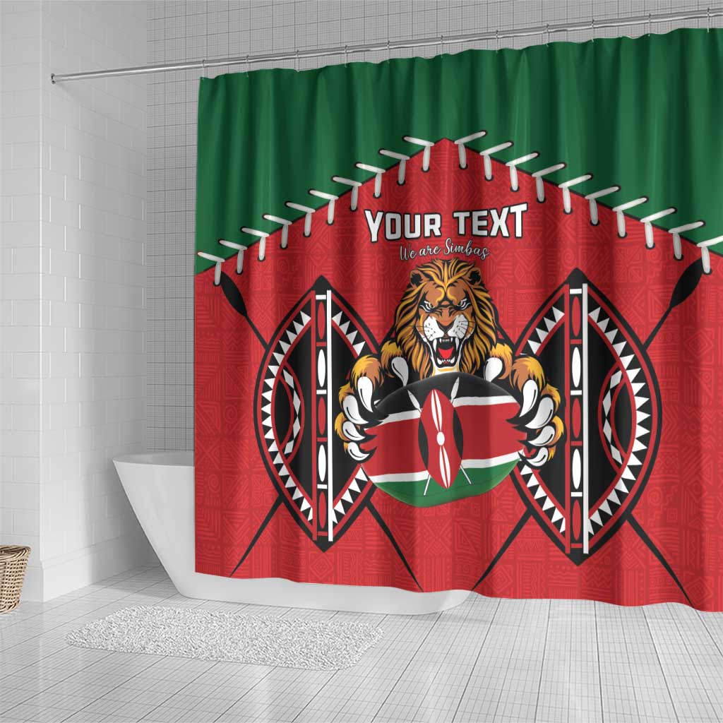 Custom Kenya Rugby Shower Curtain Lion Mascot African Pattern LT15