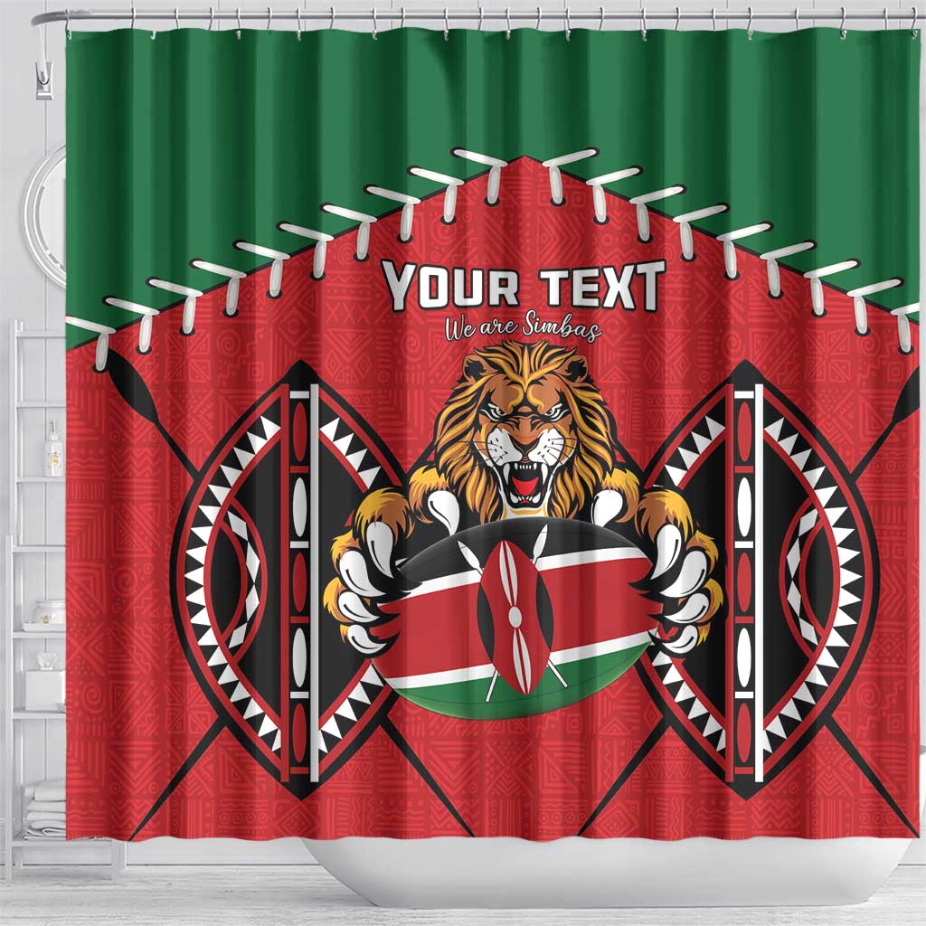 Custom Kenya Rugby Shower Curtain Lion Mascot African Pattern LT15