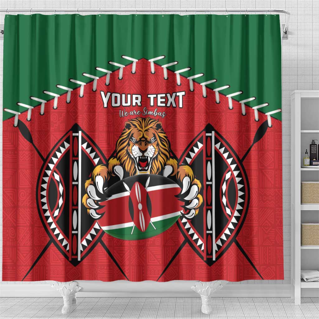Custom Kenya Rugby Shower Curtain Lion Mascot African Pattern LT15