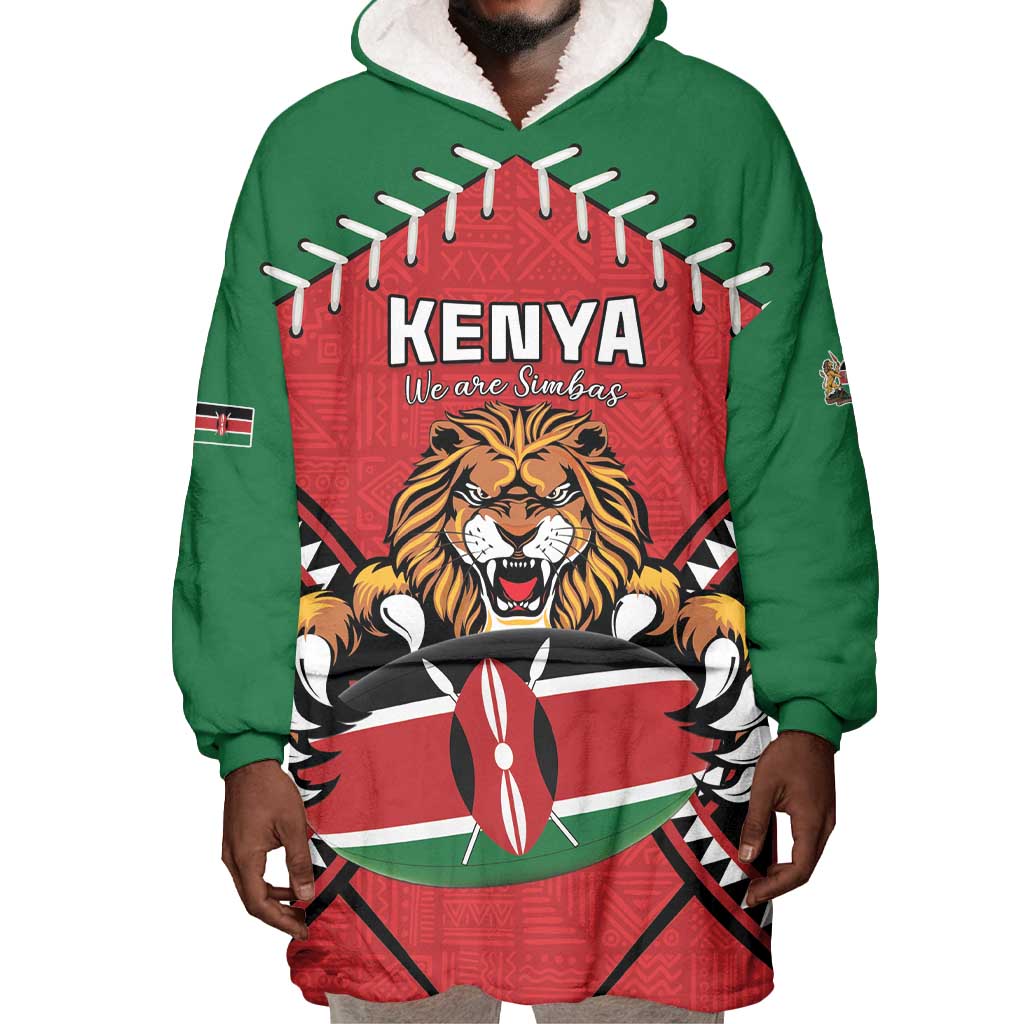 Custom Kenya Rugby Wearable Blanket Hoodie We Are Simbas LT15