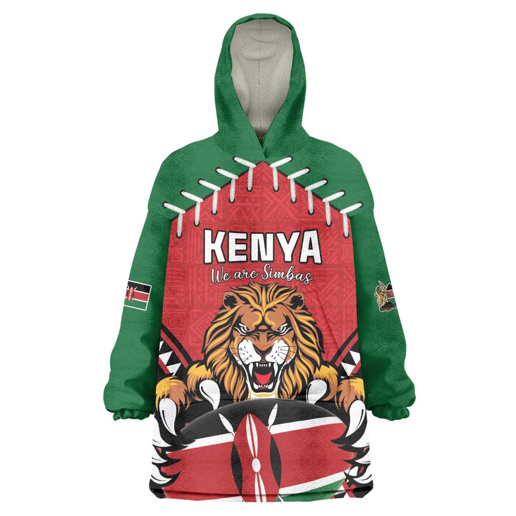 Custom Kenya Rugby Wearable Blanket Hoodie We Are Simbas LT15