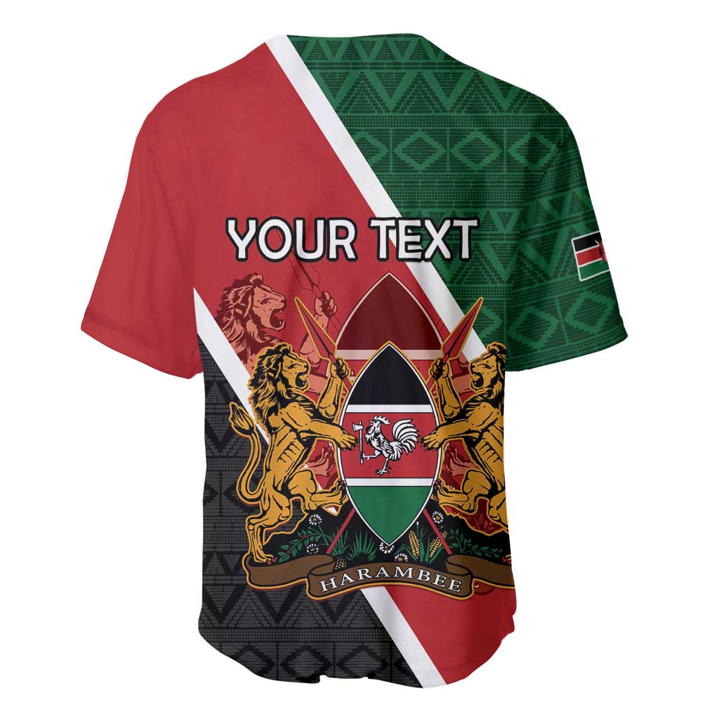 Personalised Kenya Baseball Jersey Flag Style - African Pattern LT15