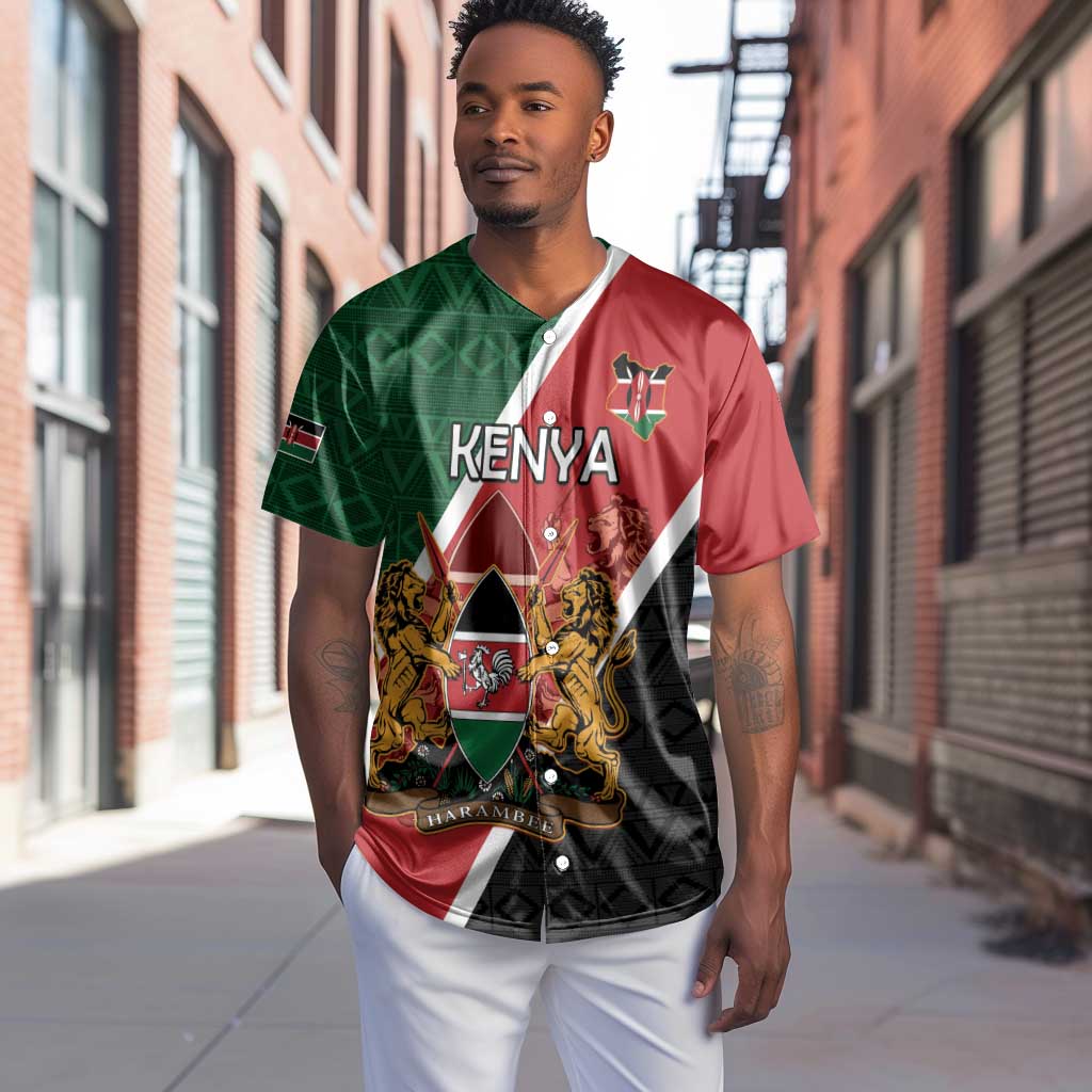 Personalised Kenya Baseball Jersey Flag Style - African Pattern LT15