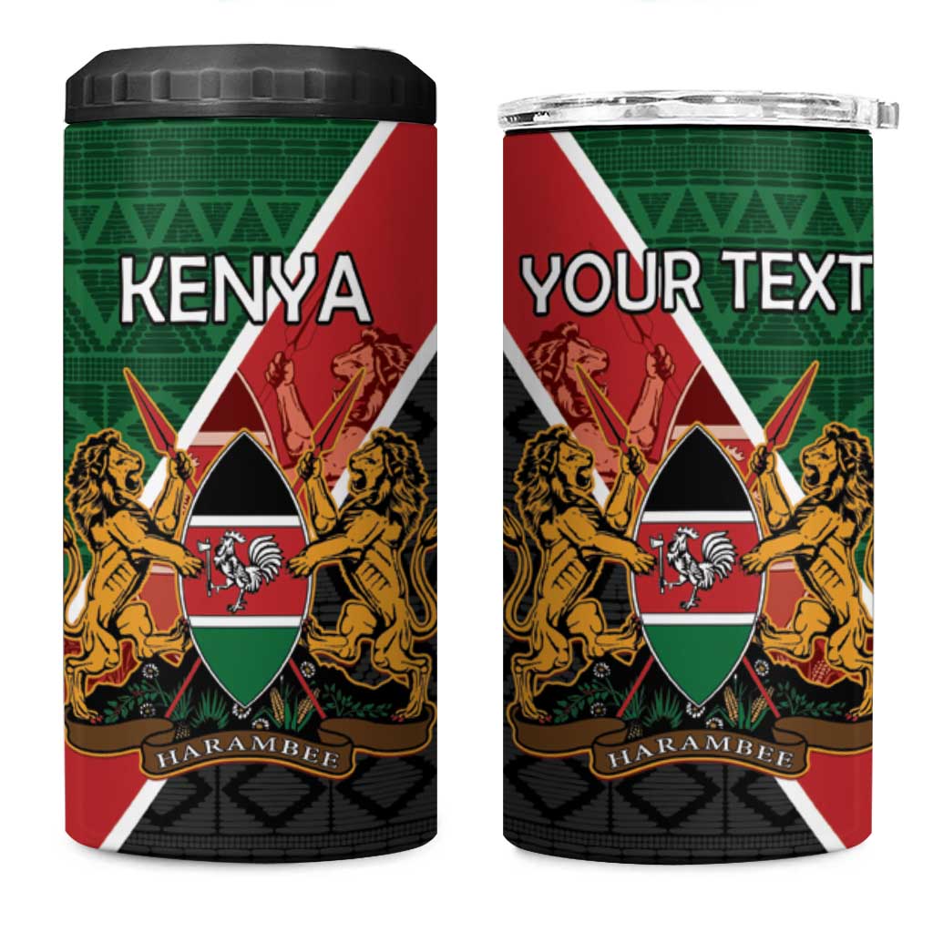 Personalised Kenya 4 in 1 Can Cooler Tumbler Flag Style - African Pattern LT15