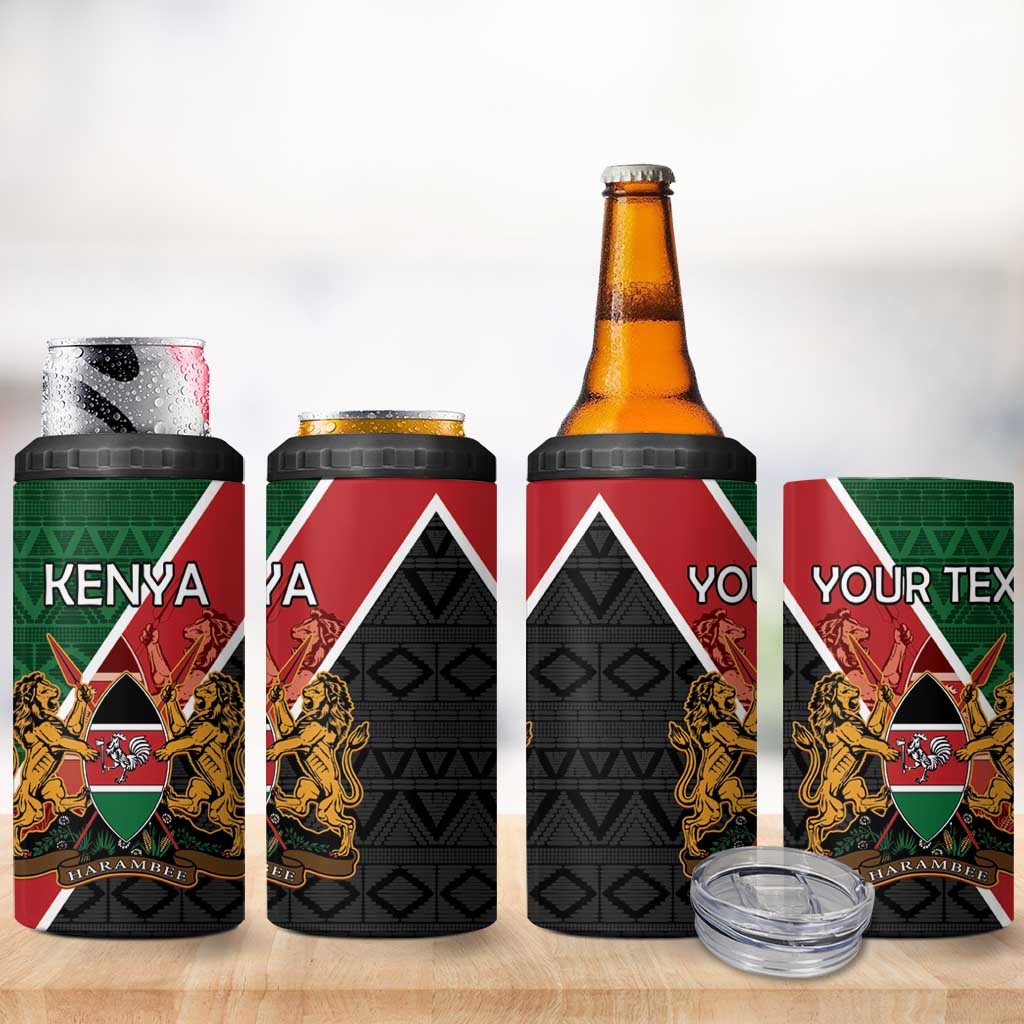 Personalised Kenya 4 in 1 Can Cooler Tumbler Flag Style - African Pattern LT15